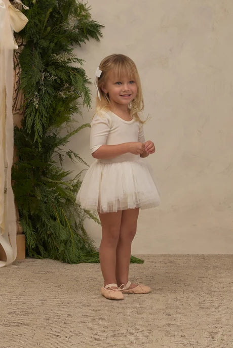 Girl modeling the Noralee Velvet Bows Set in Ivory