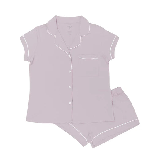Kyte Women’s Short Sleeve Pajama Set | Wisteria with Cloud Trim
