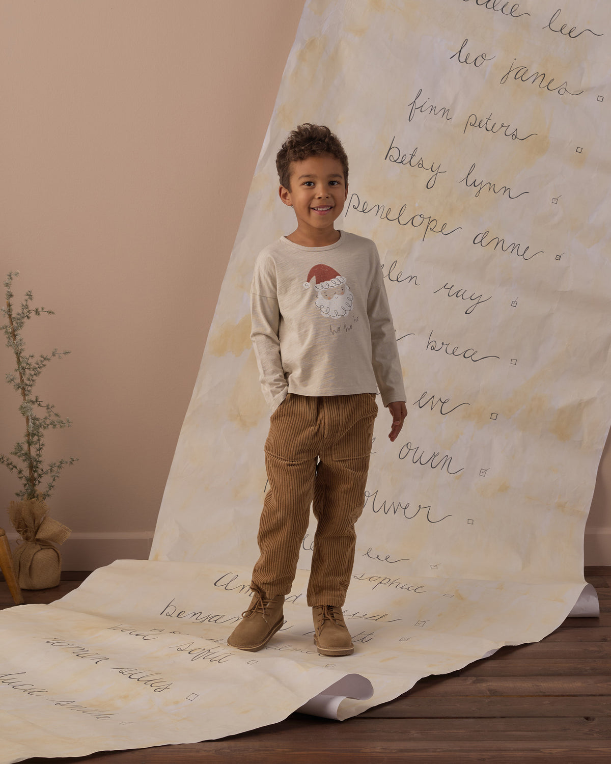 Rylee + Cru Long Sleeve Tee | Santa Full Length Model Studio Photo