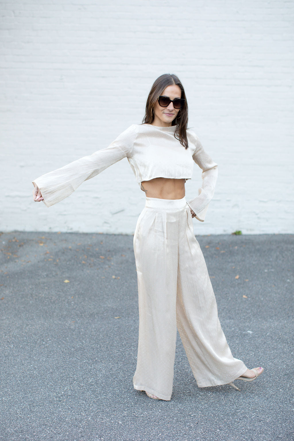 Night Out Embellished Set I Cream