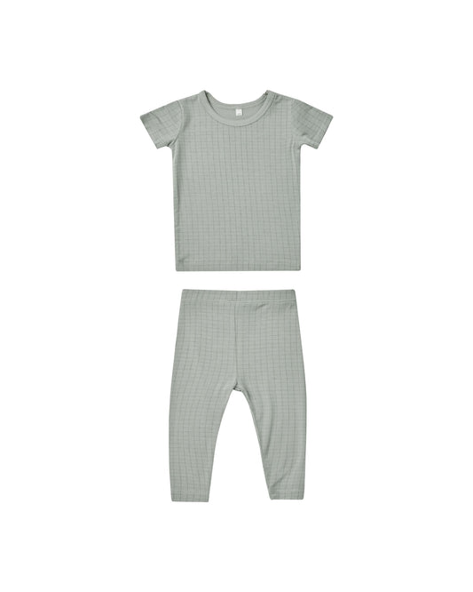 bamboo short sleeve pajama set || grid