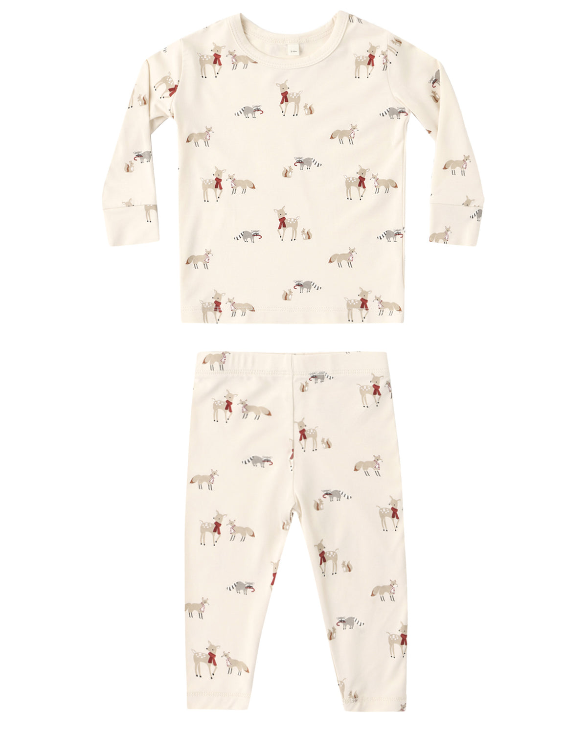 Quincy Mae Baby Bamboo Pajama Set in Forest Friends Flat Lay Sleepwear for Babies