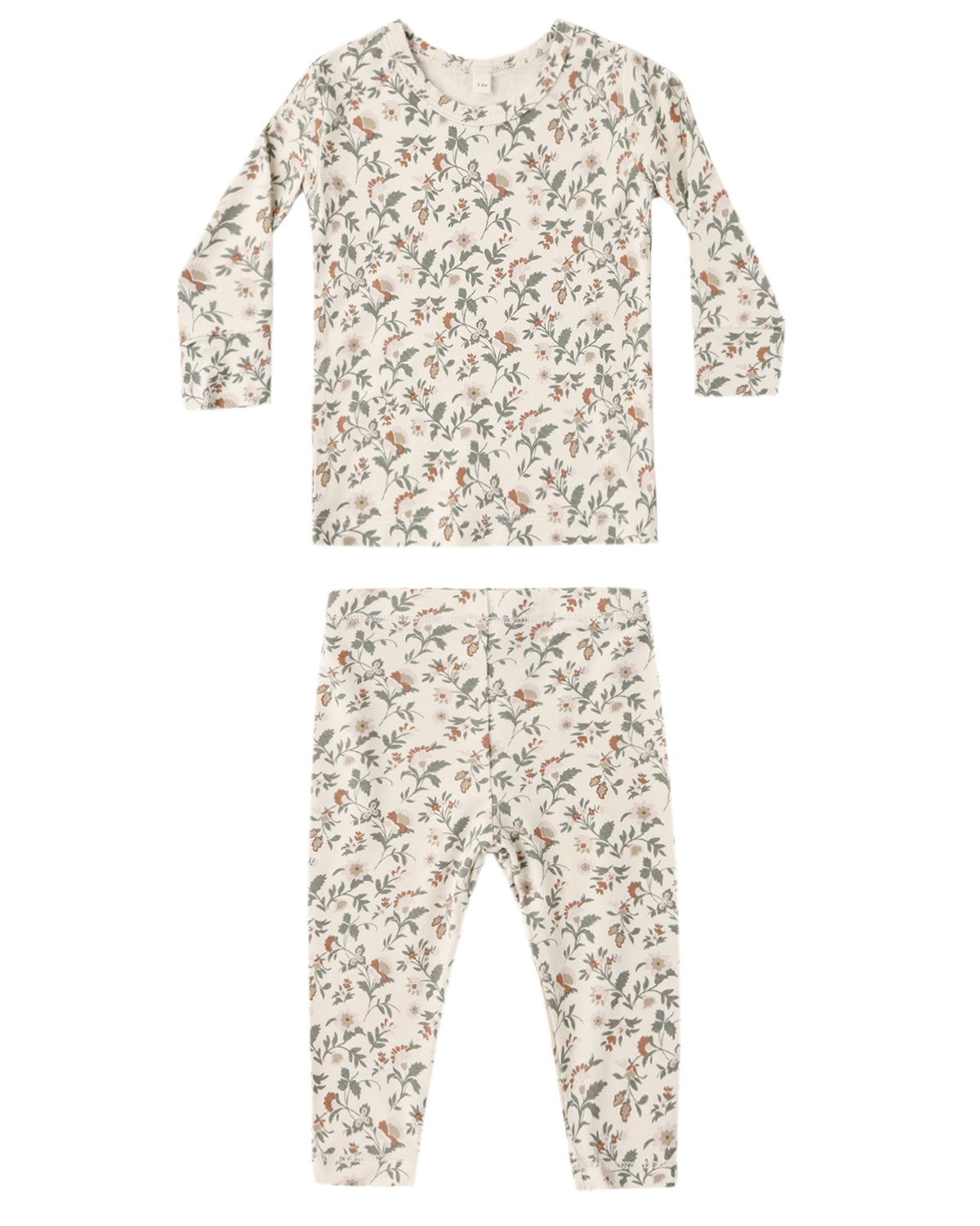 Quincy Mae Baby Bamboo Pajama Set in Holiday Floral Flat Lay