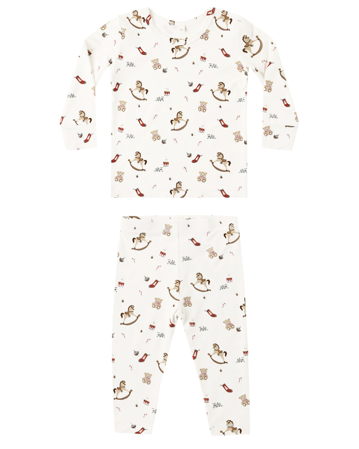 Quincy Mae Bamboo Baby Pajama Set in Toy Chest Flat Lay