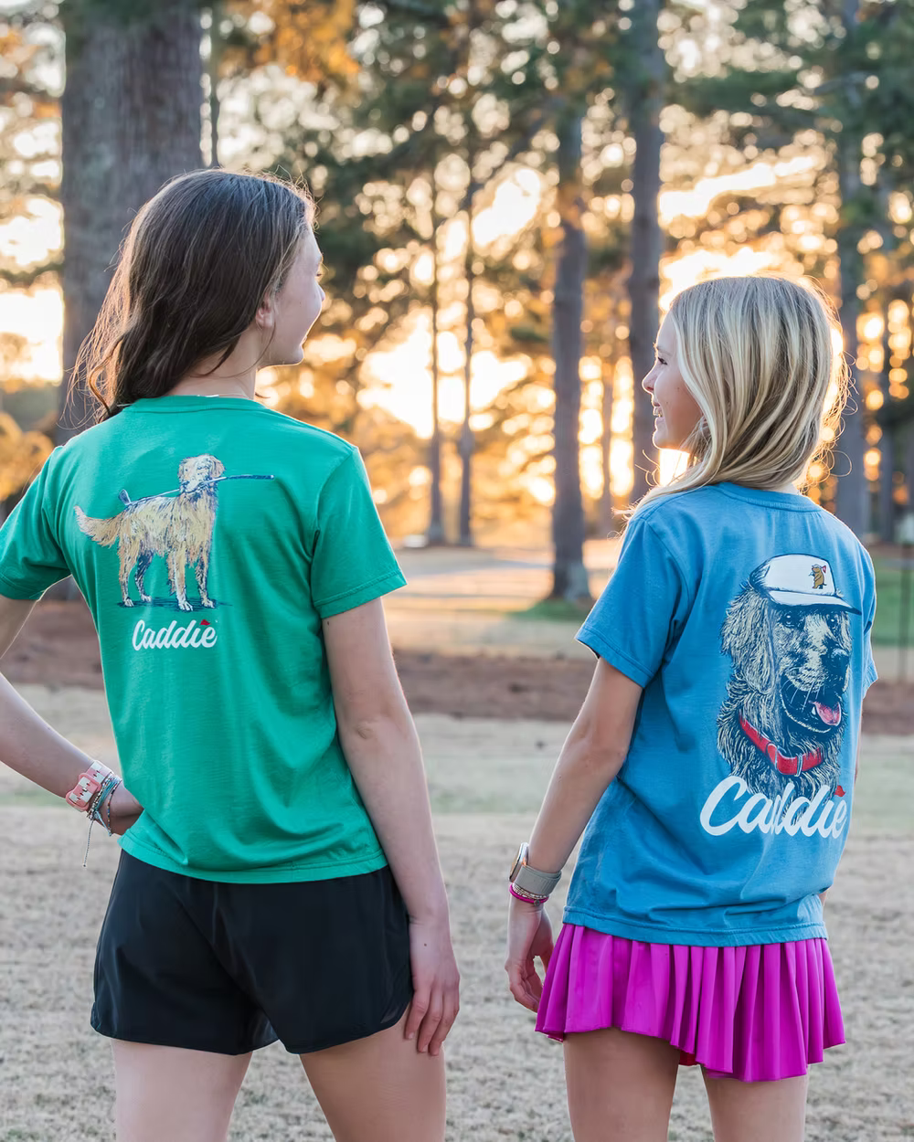 Caddie Retriever Pro Tee in Saltwater Blue RC117Y back to camera angle lifestyle model photo