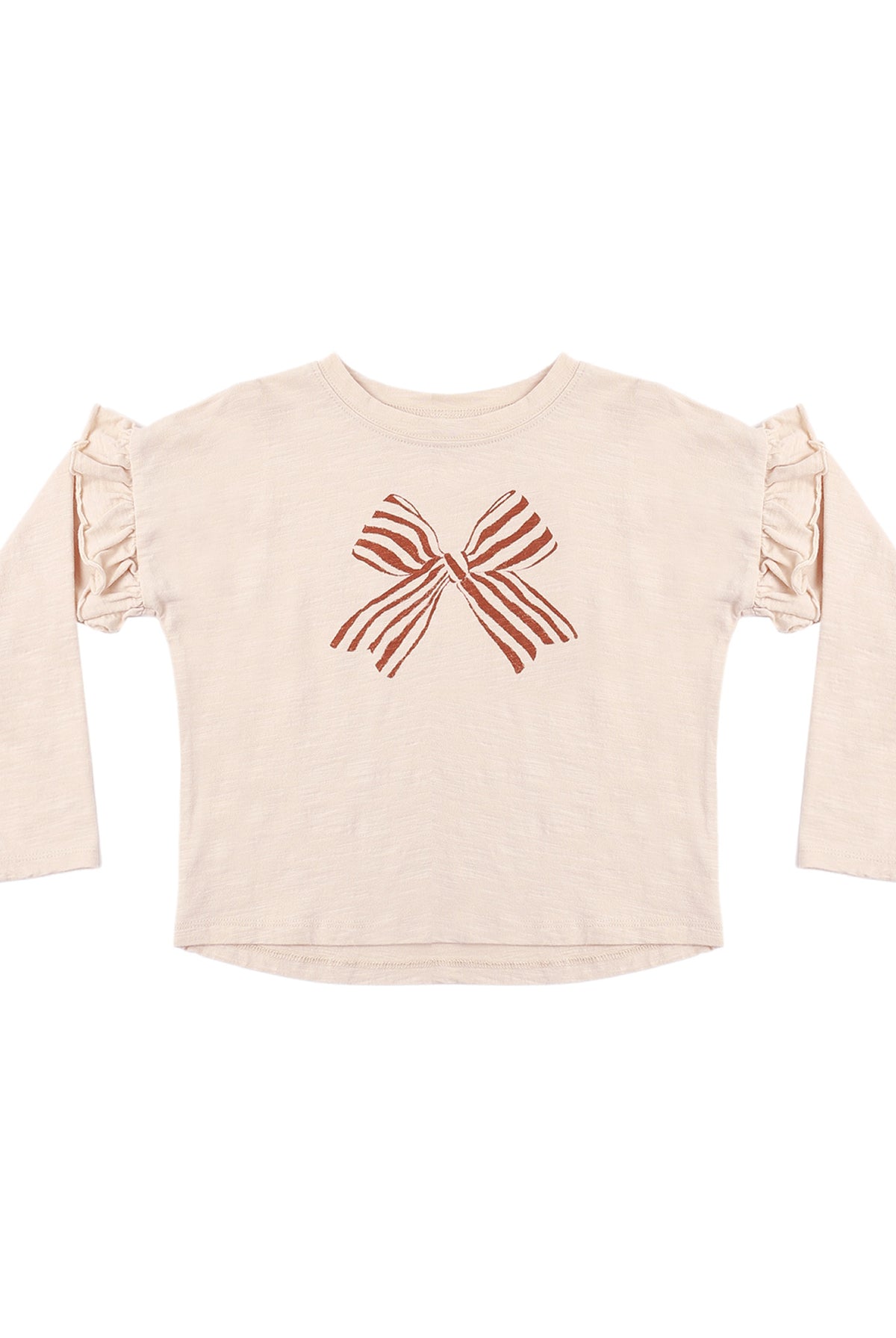 Rylee + Cru Girl's Ruffle Long Sleeve Tee | Bow Flat Lay