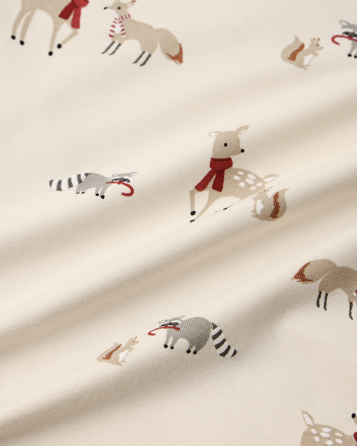 Close up details of Quincy Mae Baby Sleepwear "Forest Friends" print Autumn/Winter 2026
