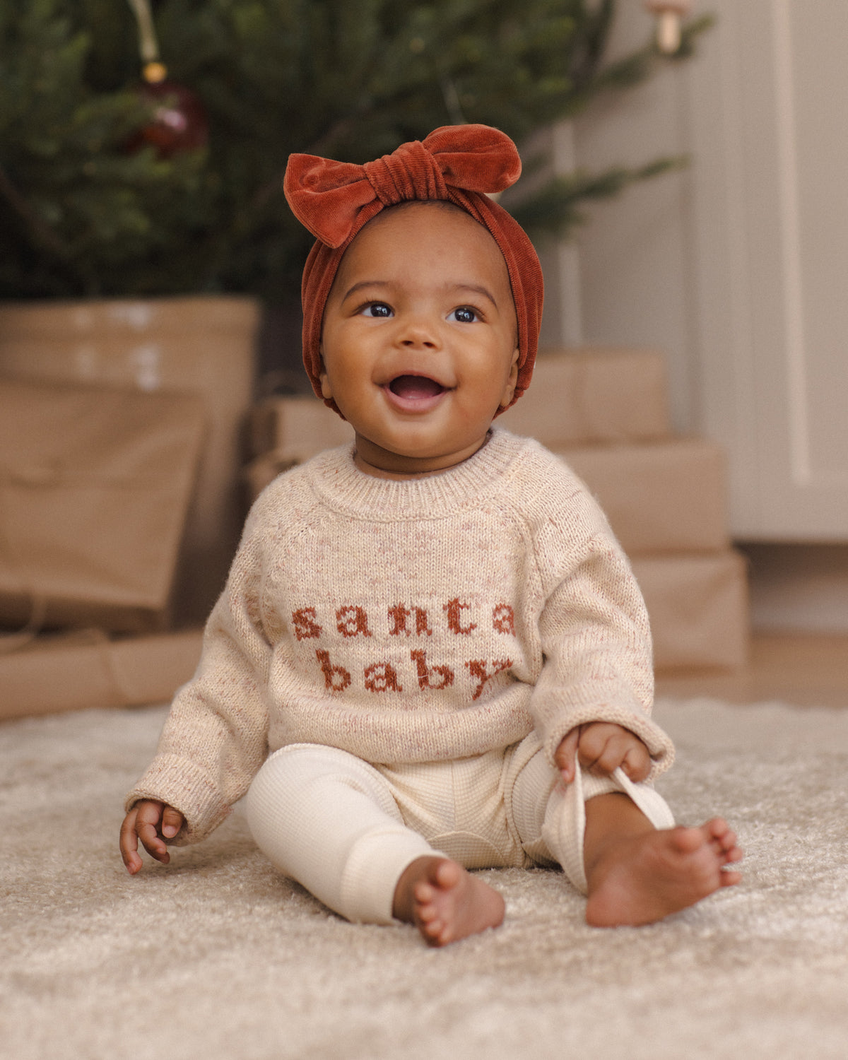 baby girl Knit Baby Toddler Sweater in Santa Baby