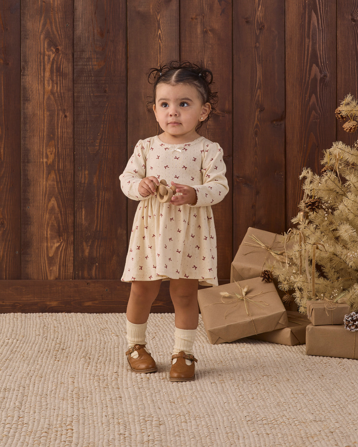 Quincy Mae Alda Dress in Red Bows full length styled studio model