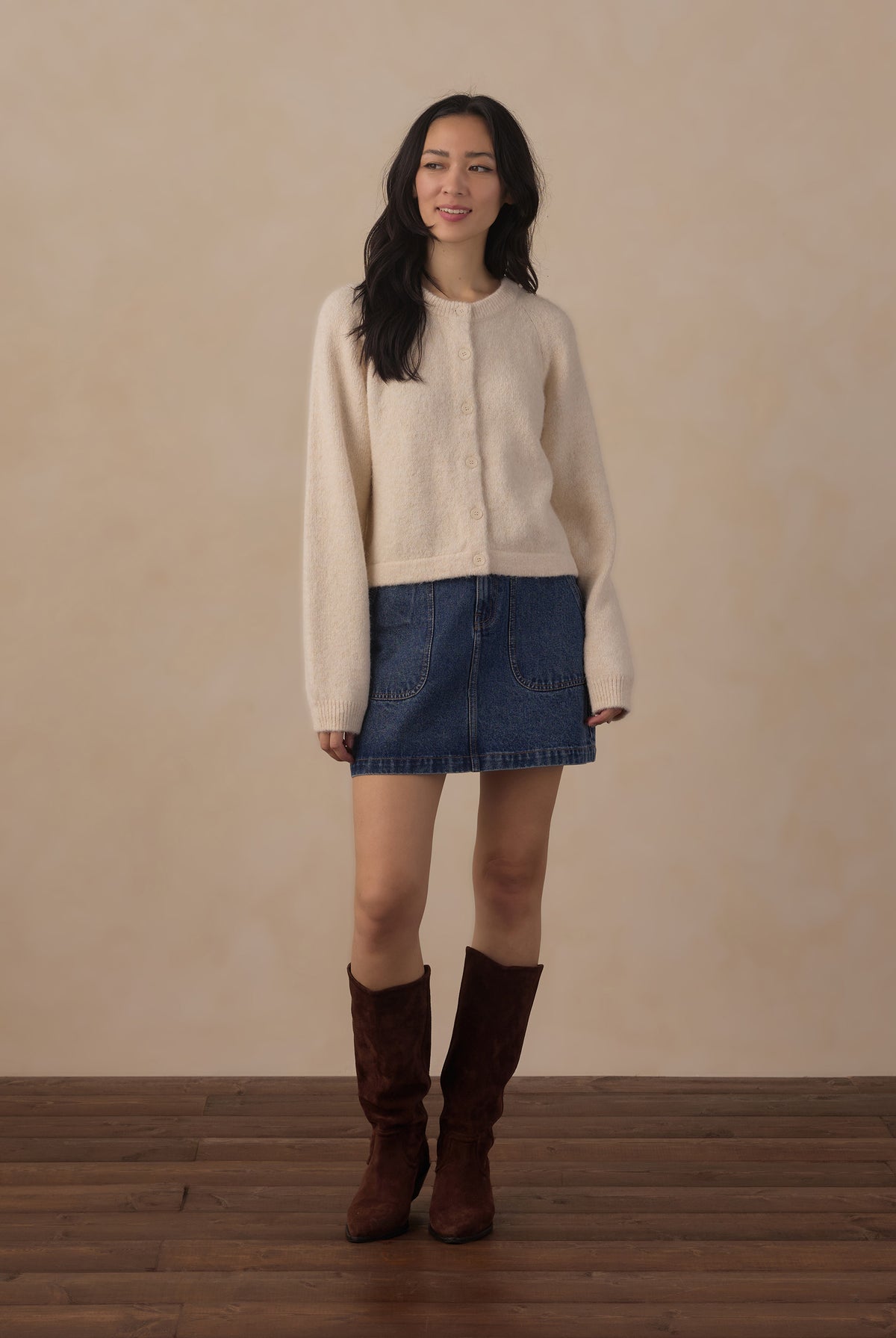 Rylee + Cru Women's Fuzzy Cardigan || Natural