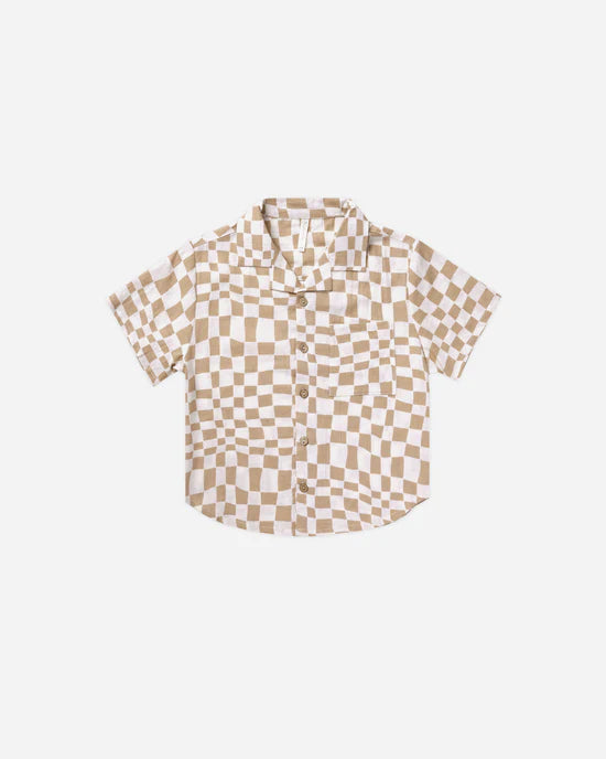 Lapel Collar Shirt || Sand Check