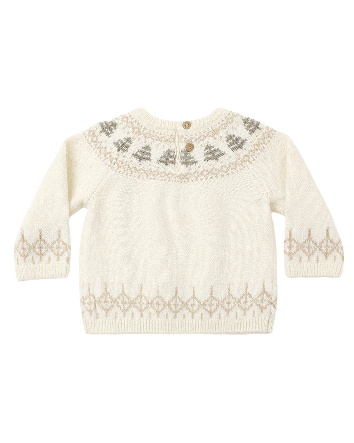 Quincy Mae Rex Sweater | Tree Fair Isle flat lay back side