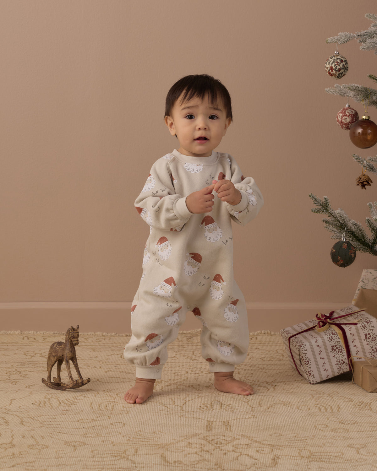 Model Photo wearing Rylee + Cru Raglan Jumpsuit | Santa
