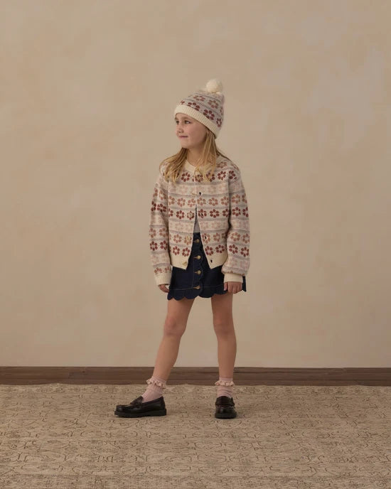Full portrait of girl modeling the Rylee + Cru Cheyenne Cardigan | Flower Fair Isle