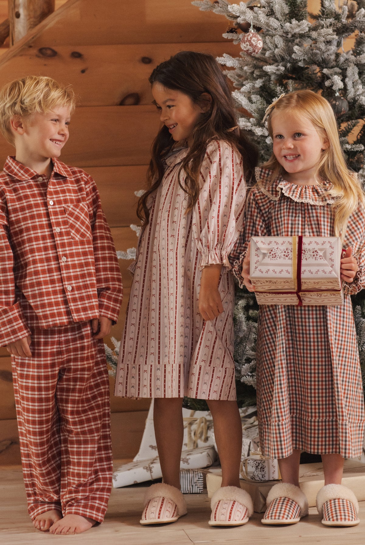 Family Matching Pajamas Lifestyle Models Rylee + Cru Girl's Nightgown | Candy Cane Lane
