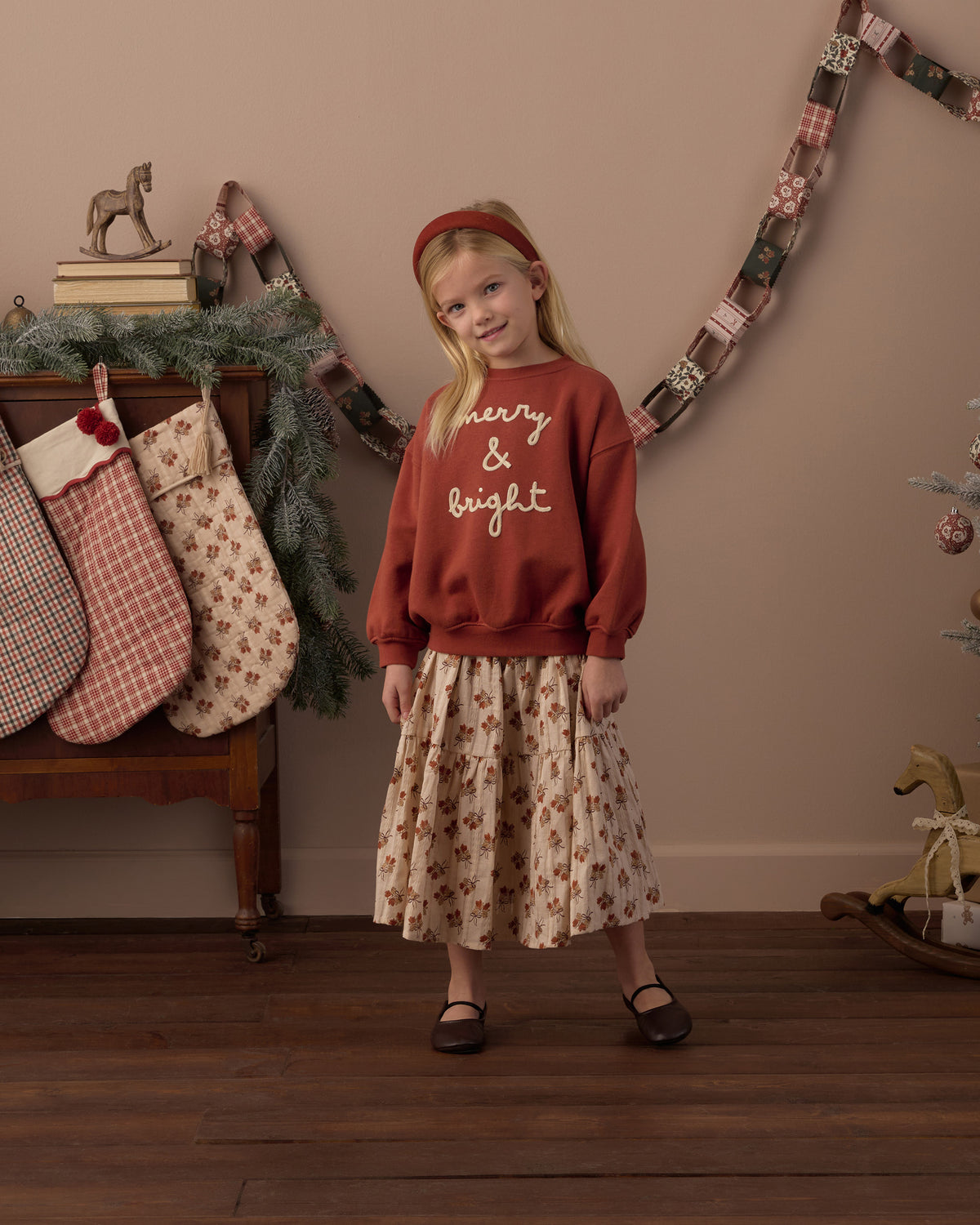 Full Length Model Photo Rylee + Cru Girl's Relaxed Sweatshirt | Merry & Bright