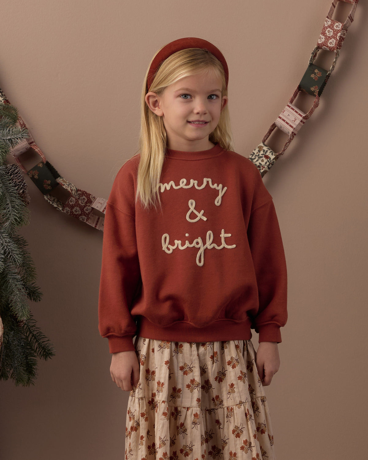 Studio Model wearing Rylee + Cru Girl's Relaxed Sweatshirt | Merry & Bright
