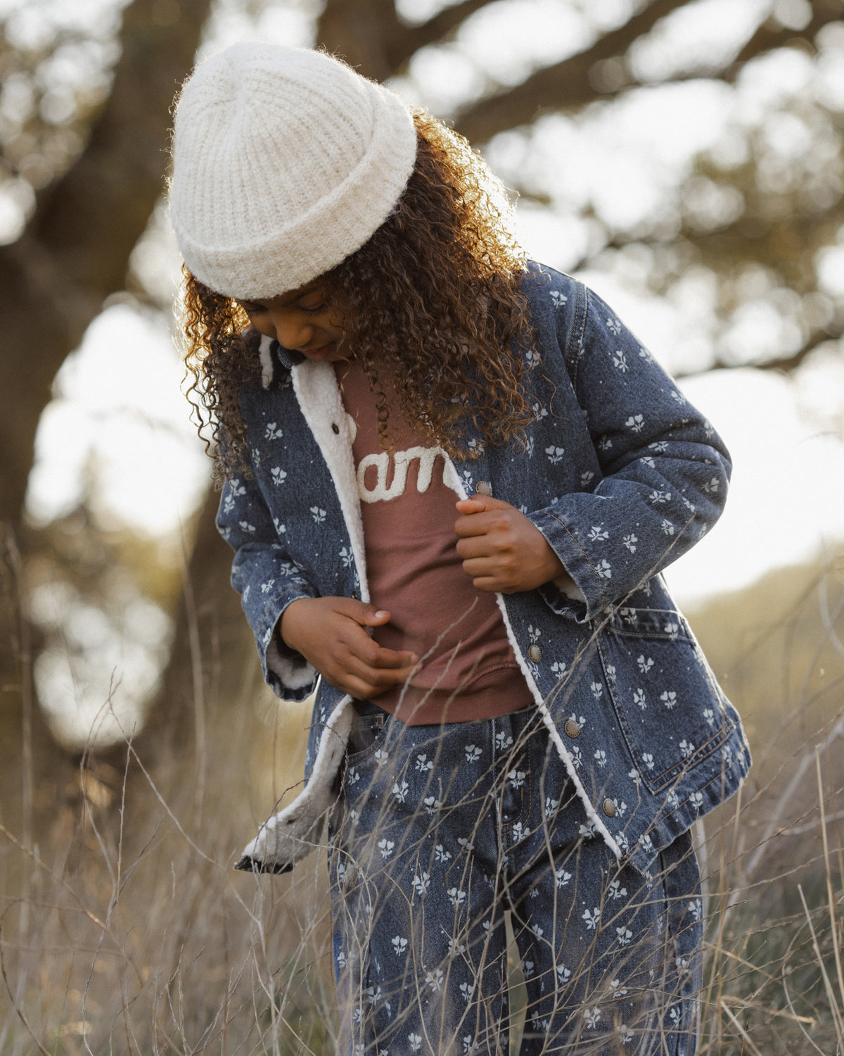 Girl modeling the Rylee + Cru Long Chore Coat | Heart Ditsy