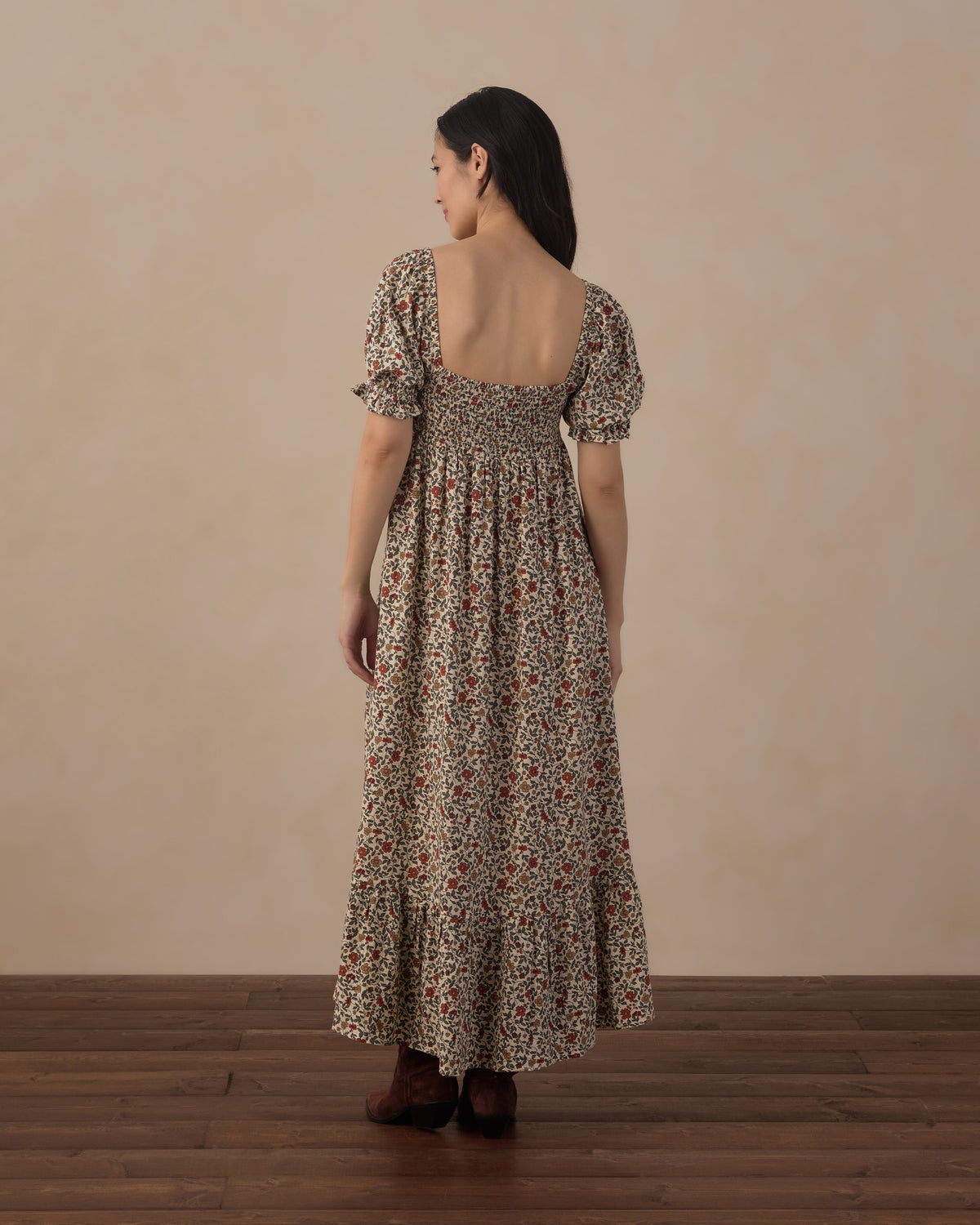 Back of Rylee + Cru Women's Chloe Dress | Holiday Floral