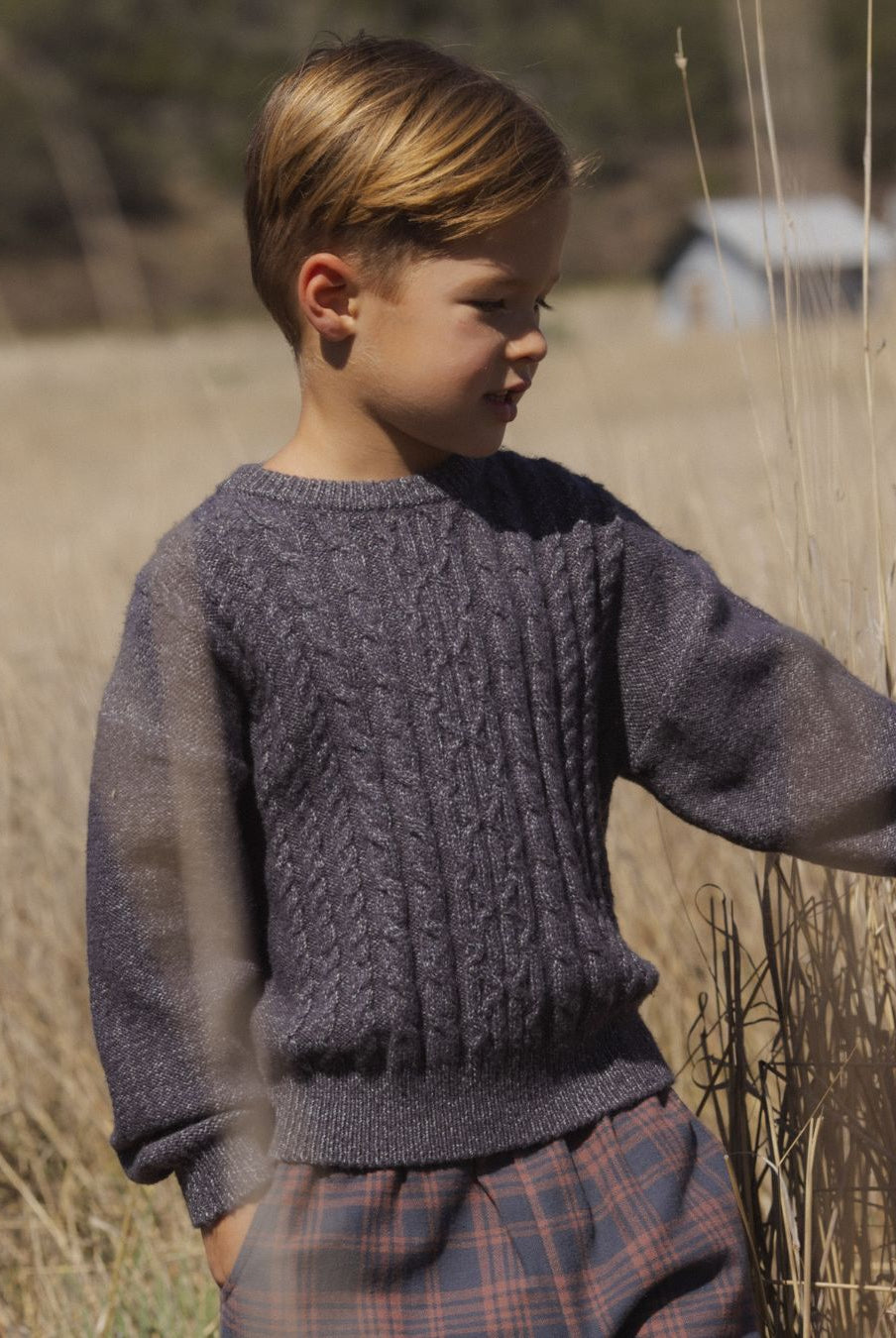 Boy modeling the Rylee + Cru Aspen Sweater | Midnight