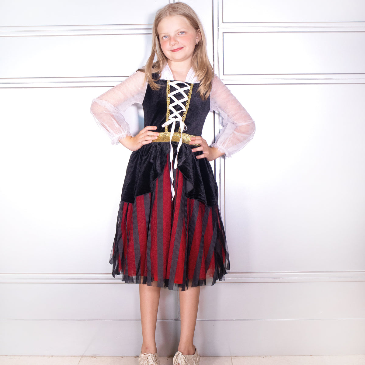 pirate princess dress up Red Pirate Princess Deluxe Costume Small (3-4) by Teetot