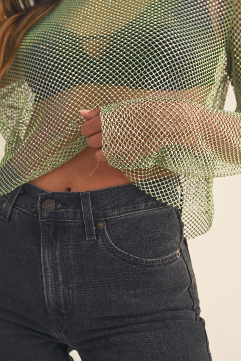 Call me Monday Sparkle Mesh Top