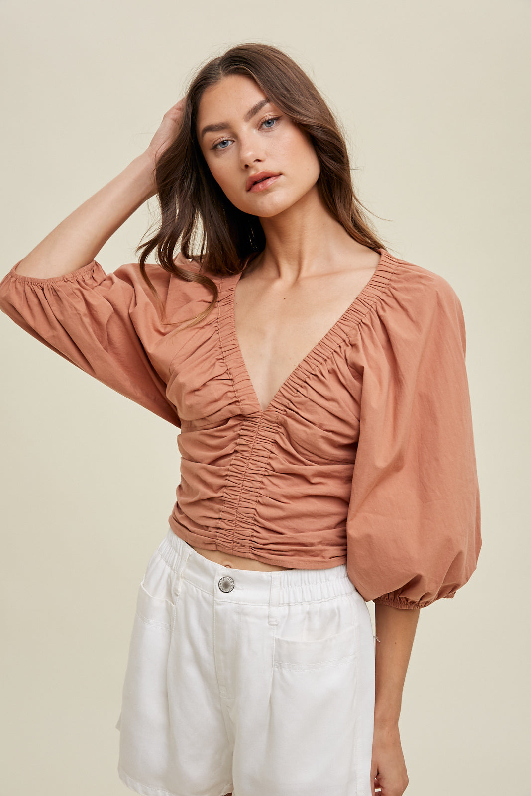Campbell Ruched Top I Clay
