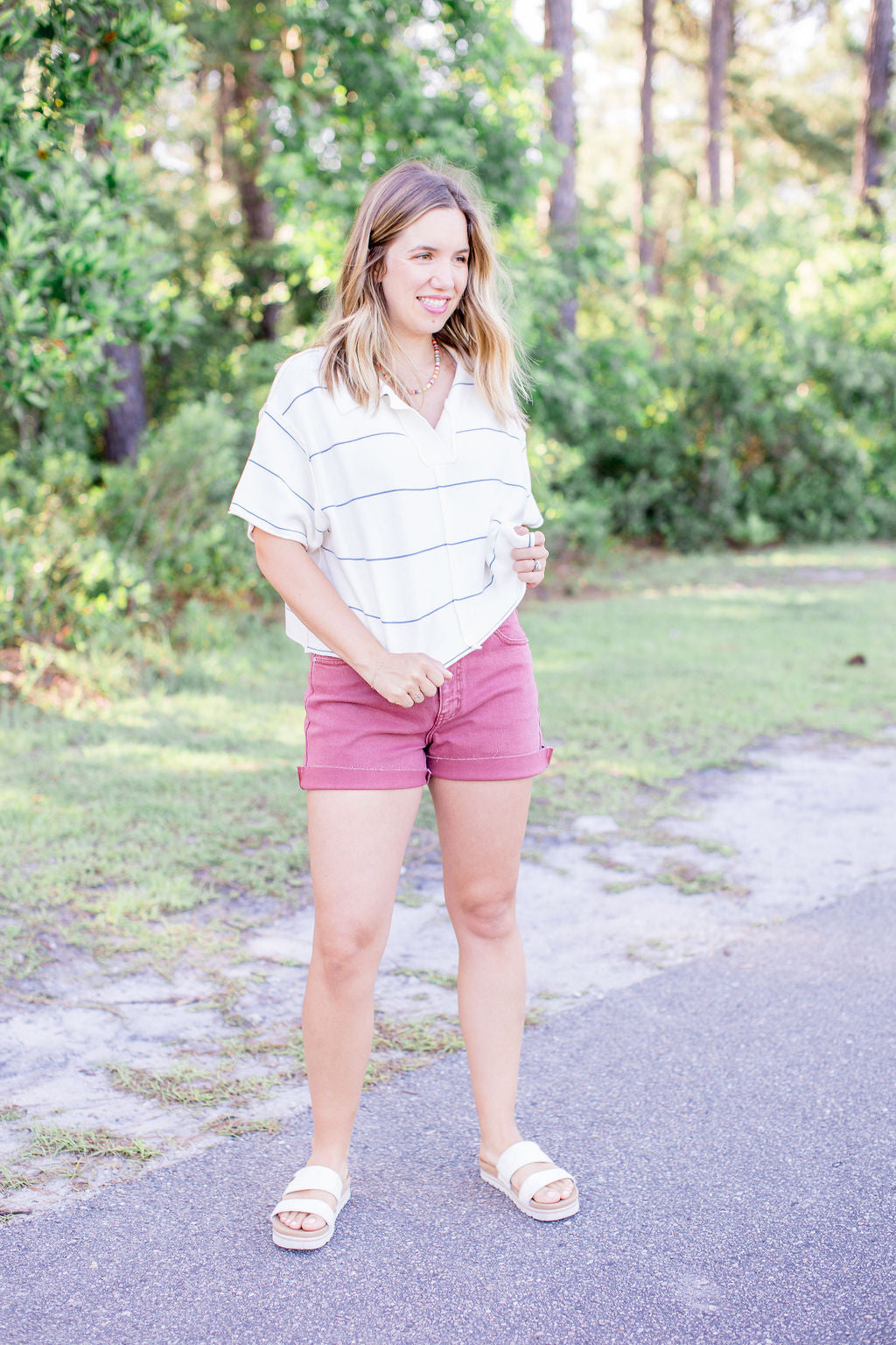 Sailor Stripe Knit Collar Top