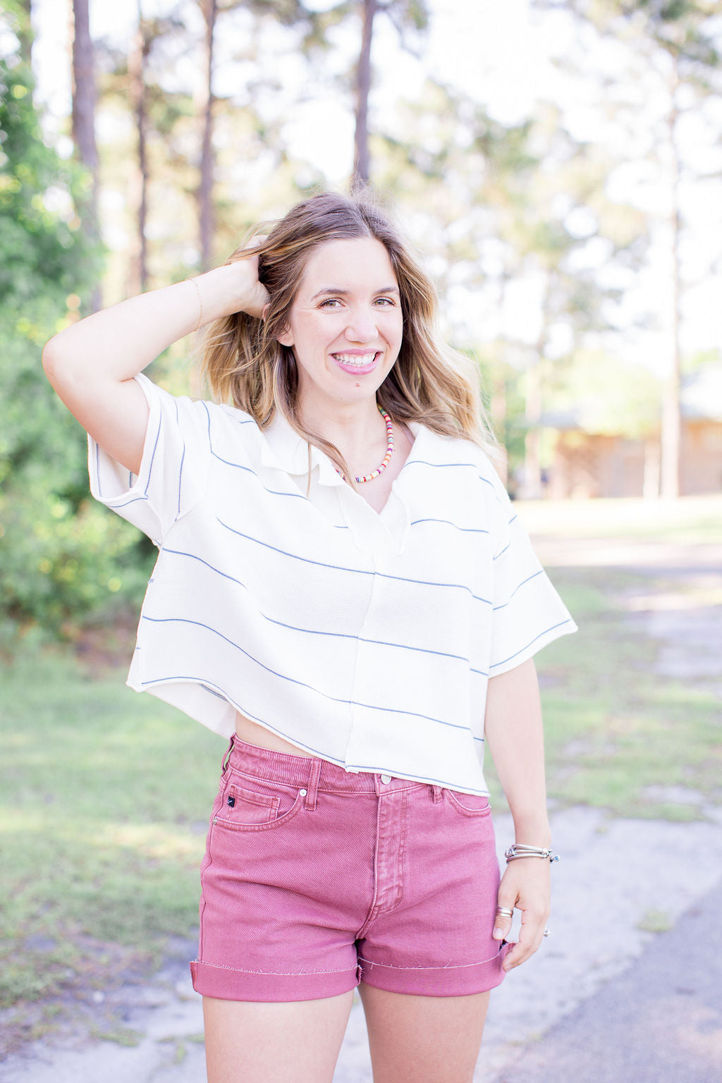 Sailor Stripe Knit Collar Top