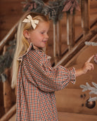 Rylee + Cru Girl's Nightgown | Holiday Gingham side model portrait