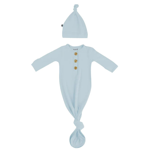 Kyte Baby Knotted Gown with Hat Set II Fog