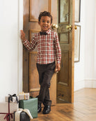 Noralee Harrison Button-Down in Holiday Tartan Lifestyle model photo full length