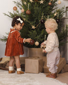 Lifestyle model photos family matching Quincy Mae Baby Luca Pant in Christmas Plaid 