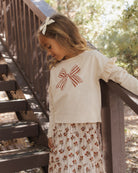 Rylee + Cru Girl's Ruffle Long Sleeve Tee | Bow Lifestyle Model Portrait