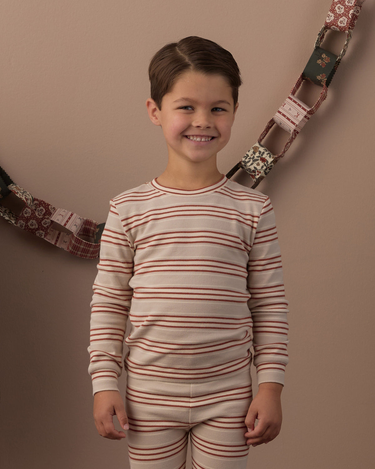 Rylee + Cru Organic Long Sleeve Pajama Set | Holiday Stripe