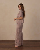 Rylee + Cru Women's Woven Pajama Set | Holiday Gingham side model view