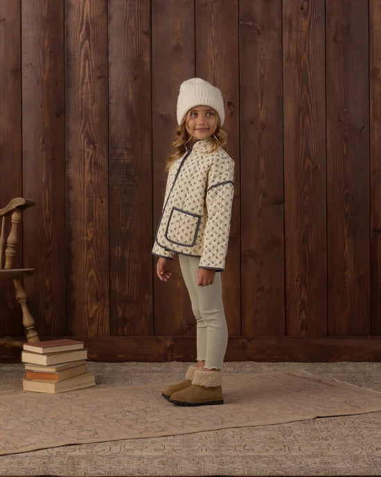 Young girl wearing the Rylee + Cru Quilted Jacket | Vintage Fleur