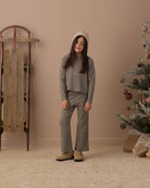 Rylee + Cru Girl's Cozy Rib Knit Set | Evergreen Model Full Length Studio Photo