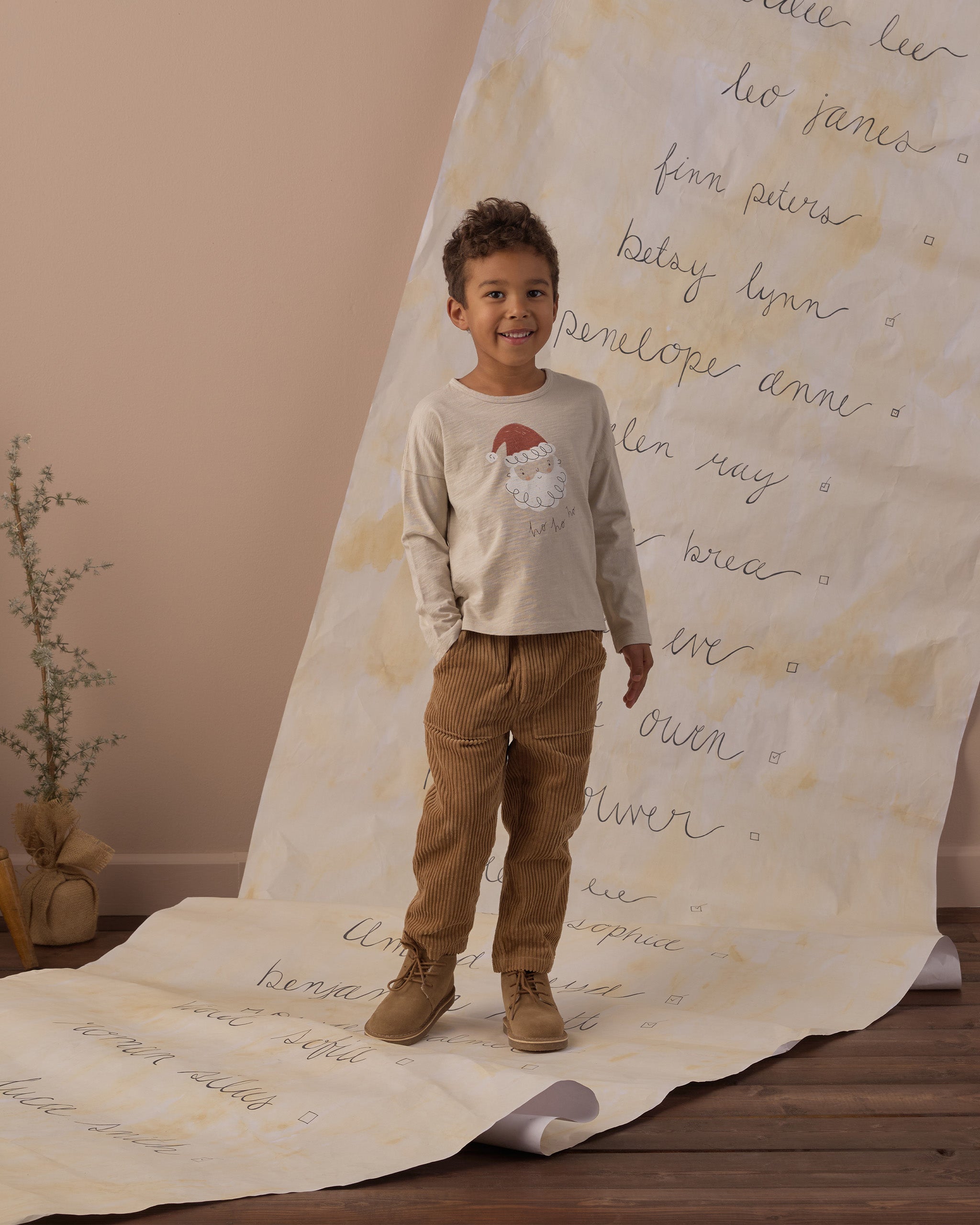 Rylee + Cru Long Sleeve Tee | Santa Full Length Model Studio Photo