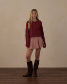 Rylee + Cru Teen Rachel Skirt | Vintage Plaid and Teen Fuzzy Cardigan | Ruby