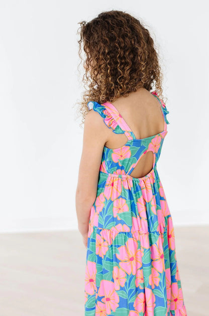 Girl's Ruffle Maxi Dress II Neon Luau