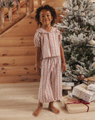 Rylee + Cru Girl's Ruffle Pajamas | Candycane Lane Full Length Lifestyle Photo