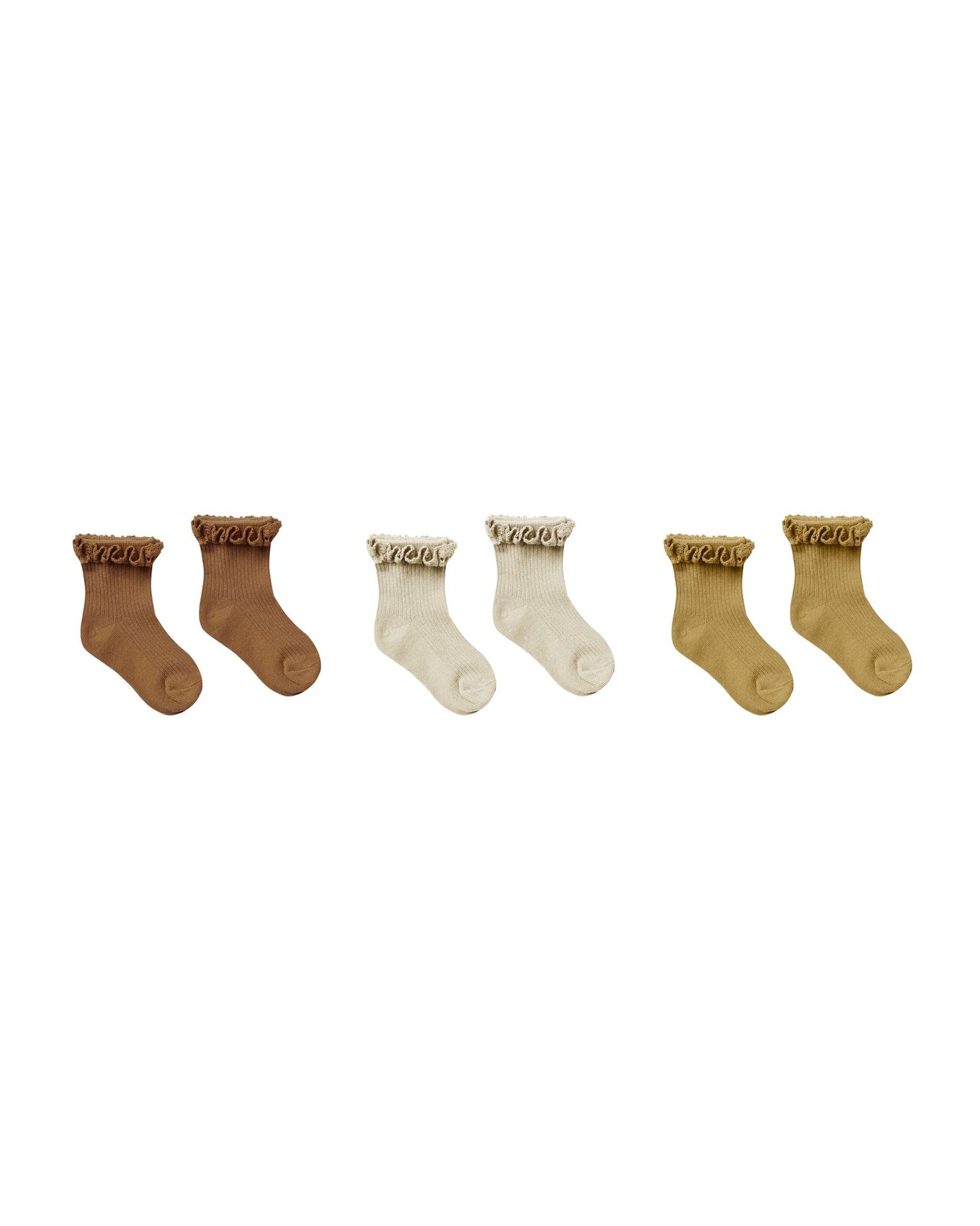 Ruffle Socks 3-Pack I Rust-Stone-Gold