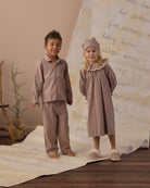 Family matching pajamas Rylee + Cru Girl's Nightgown | Holiday Gingham and Rylee + Cru Long Sleeve Pajamas | Holiday Gingham