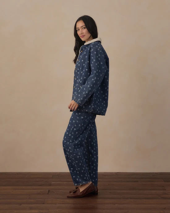 Rylee + Cru Women's Long Chore Coat | Heart Ditsy side view
