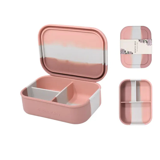 Divided Silicome Bento Lunch Box | Pink Tie Dye
