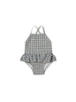 Ruffled One-Piece Swimsuit I Sea Green Gingham