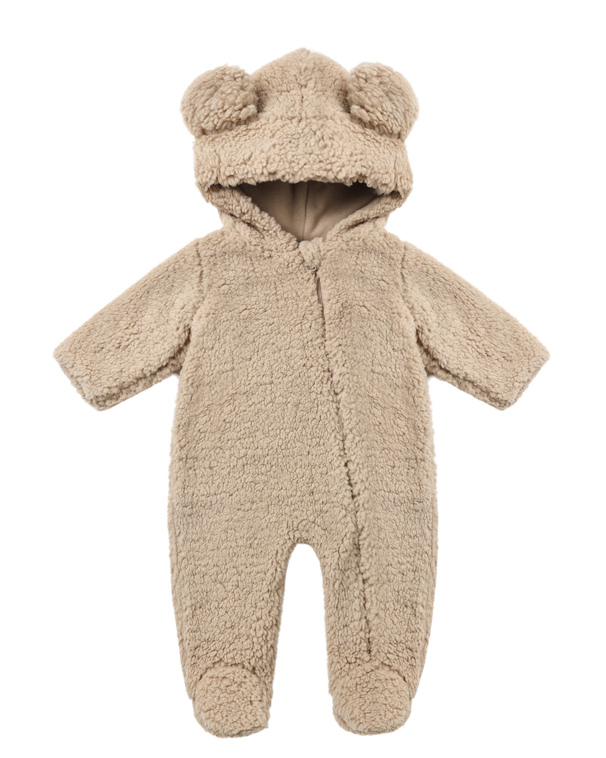 Quincy Mae Baby Bear Jumpsuit in Latte Flat Lay