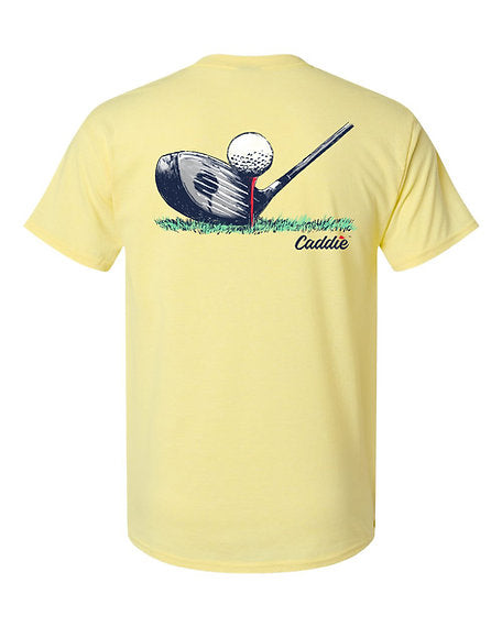 Caddie "Lined Up" Tee | Yellow flat lay