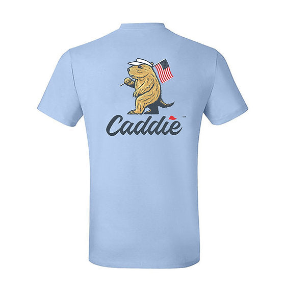 Caddie "Old Glory" Tee | Chambray reverse side flat lay